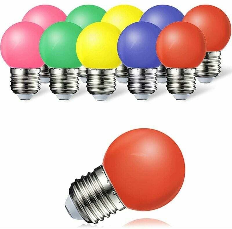 Lot de 10 E27 Ampoule Couleur LED 1W Colorful Bulb 100LM Économie d'énergie Lampe de Couleur 360° Angle , Rouge, Jaune, ...