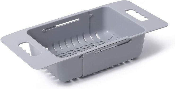 Ersandy - Zusammenklappbares Sieb für die Küche, erweiterbarer Siebkorb, verstellbares Obst- und Gemüsesieb über der Spü...