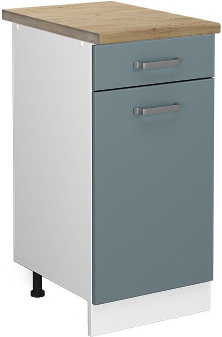 Vicco - Küchenunterschrank R-Line, Blau-Grau, 40 cm , ap Eiche