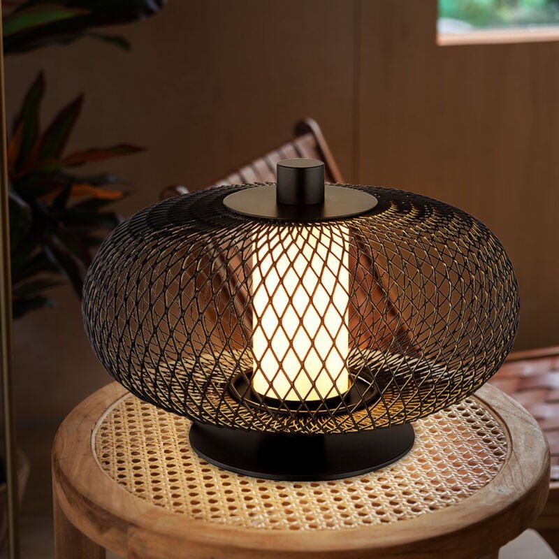 Tischlampe Tischleuchte Beistellleuchte led Metallgeflecht schwarz opal d 22 cm