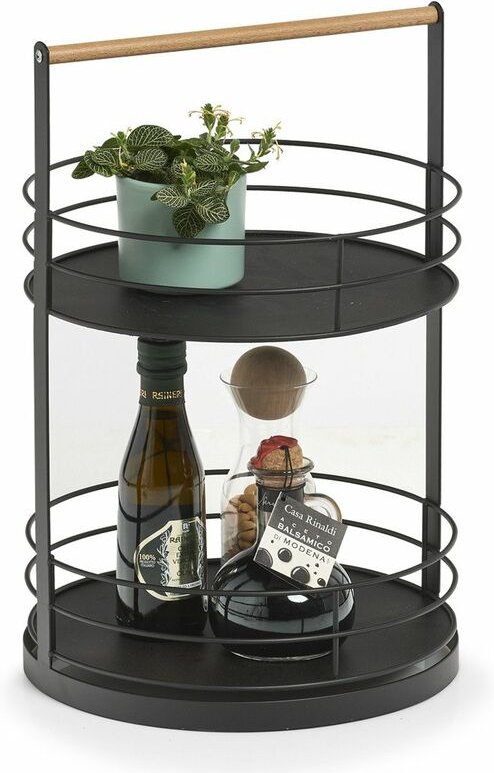 Zeller - Küchentablett für Zubehör und Kräuter, 2 Etagen, schwarz