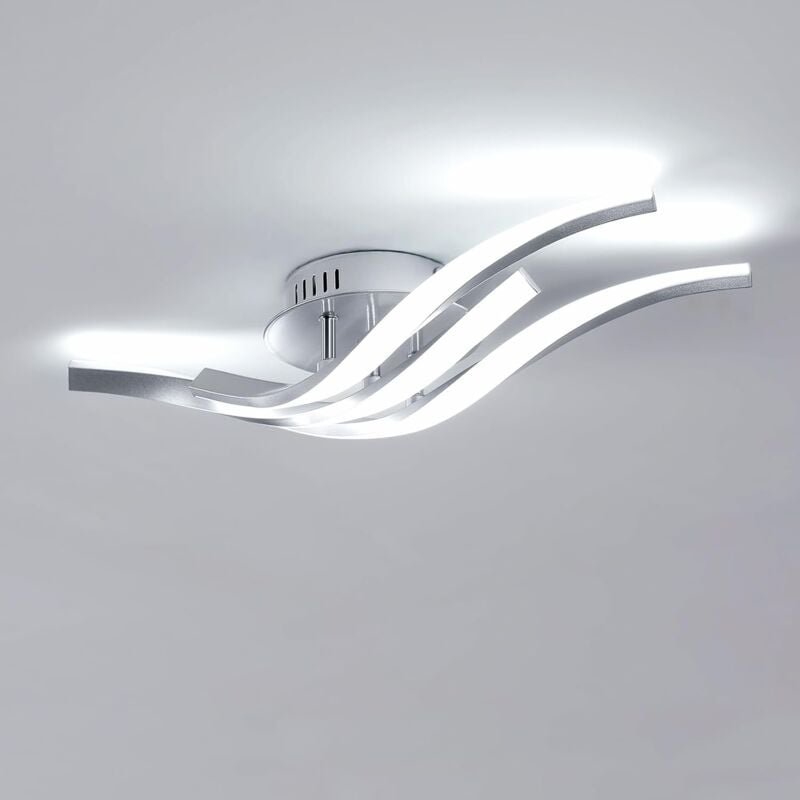 Goeco - Moderne LED-Deckenleuchte, 24 w mit 3 gewellten LED-Röhren 52 cm, kaltweißes Licht 6500 k, Aluminium-Lampenschir...