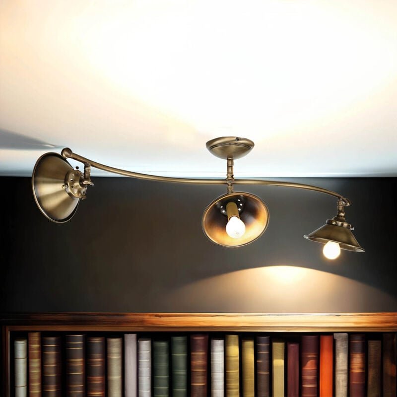Deckenlampe 3-flammig 83 cm lang Echt-Messing E14 Deckenstrahler