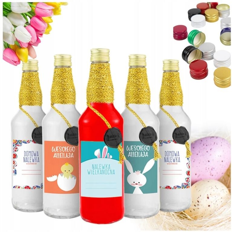 MONOPOL Osterflasche 500ml, dekoriert, für Likör, Tinktur, Saft, Geschenk