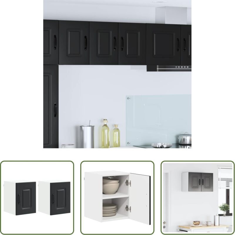 Holzschrank - Küchenschrank mit Speicher Kalmar 2 pcs Schwarz 30 x 31 x 40 cm