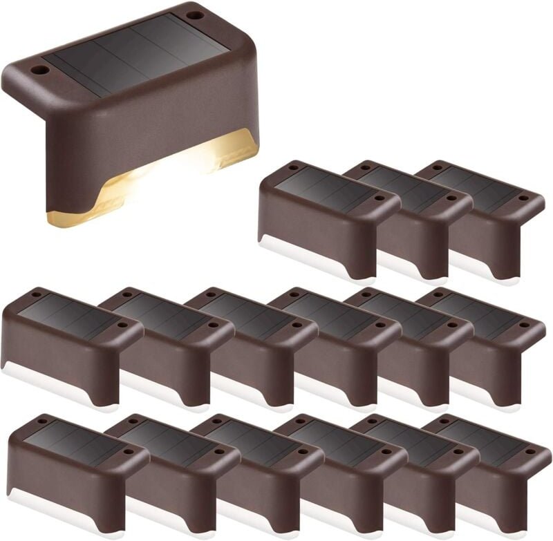 16er-Pack Solar-Treppenlichter für den Außenbereich, wasserdichte LED-Treppenlichter für Außentreppen, Stufen, Zaun, Hof...