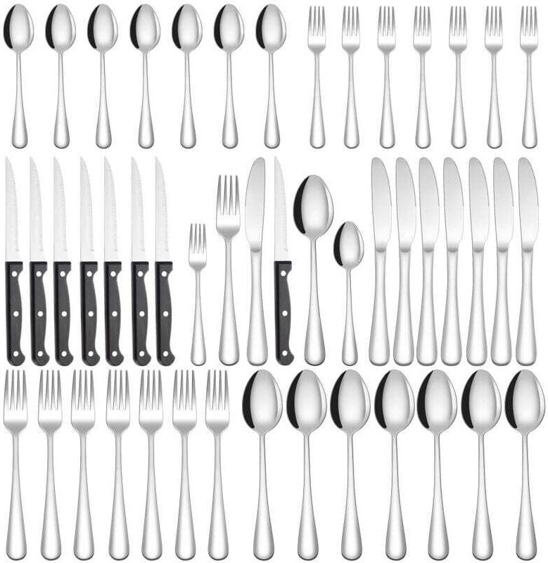 48-teiliges Besteckset – Edelstahl – Enthält Messer, Gabeln und Steaklöffel – Für 7 Personen – Ideal für Zuhause, Partys...