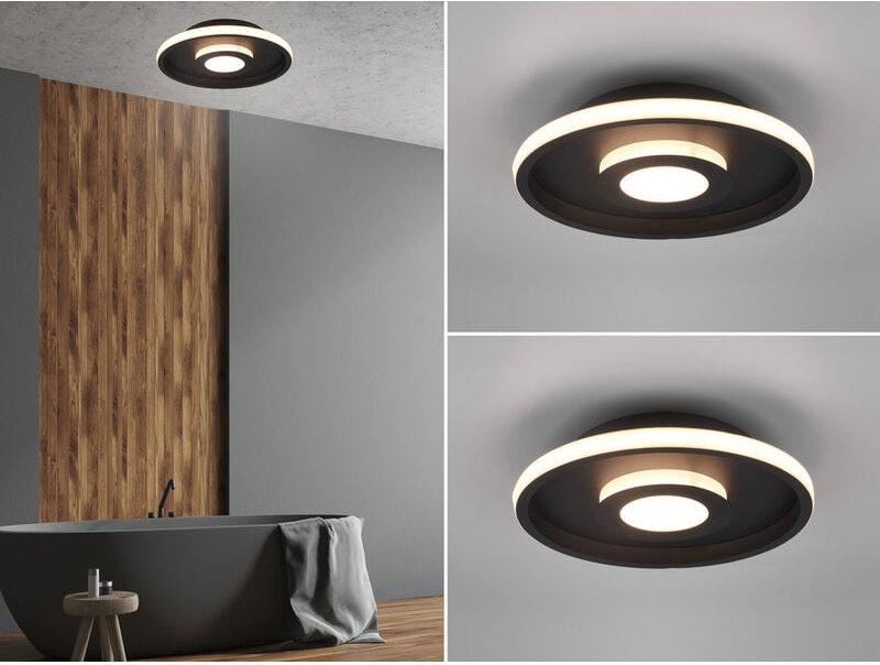 Thumbnail - Led Deckenleuchte 2er Set Schwarz matt mit Switch Dimmer IP44, ø 30cm