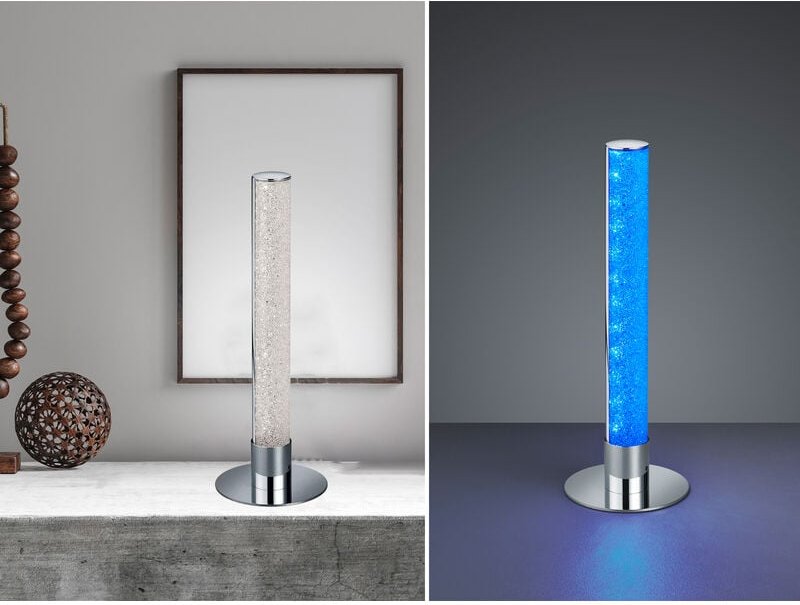 Reality Leuchten - led Tischleuchte leia Chrom dimmbar Fernbedienung Farbwechsel, Höhe 40cm