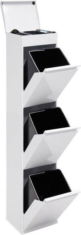 Top Recycling Abfalleimer / Mülleimer aus Stahl mit Aufbewahrungsbox mit Deckel, Mülltrennsystem mit 3 entnehmbaren Inne...