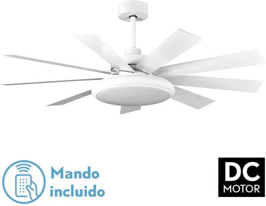 Thumbnail - Ventilator dc pireo 36w white 9 Flügel weiß/buche 6 vel 3000k, 4500k, 6000k 3800lm 132d w/remote, memory & timer