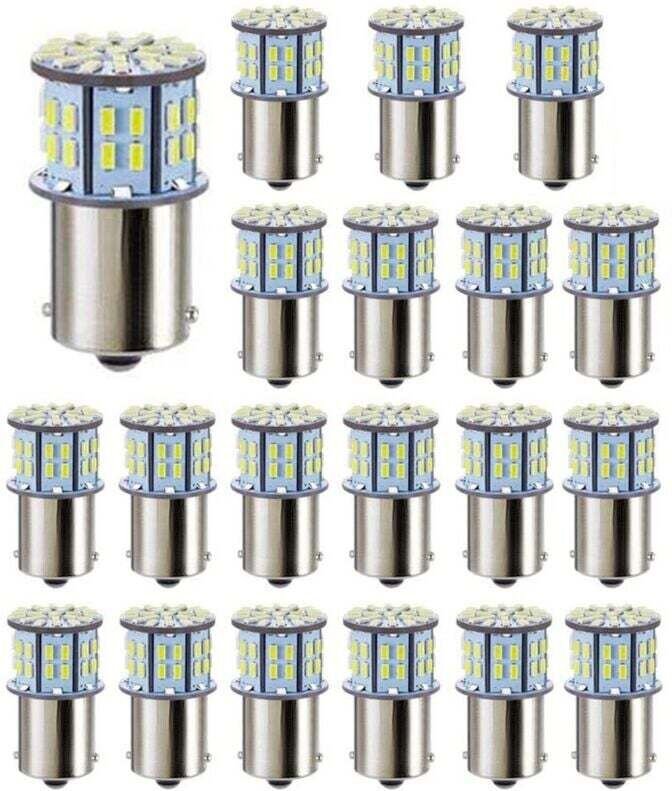 20 weiße LED-Lampen (50 SMD 3014 Super 1156 1141 1003 BA15S) für Wohnmobile, Anhänger und Boote