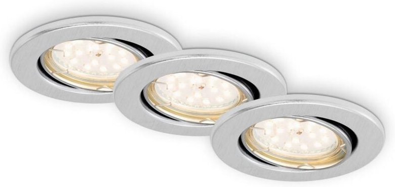 Brilo - led Einbauleuchte 3er Set dimmbar schwenkbar IP23 GU10 Ø8,6cm 5W alu ner