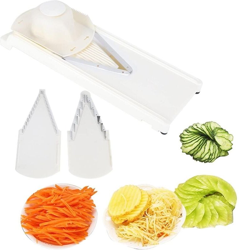 Multifunktionales Gemüseschneider-Set, V-förmige Reibe, Käsemühle aus Edelstahl, für Gemüse und Obst, Handreibe, Reibe, ...