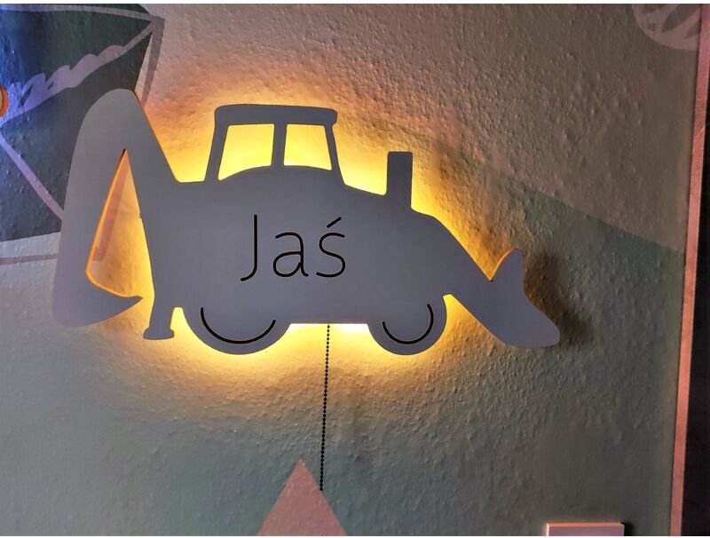 Lámpara de noche con nombre para excavadora y retroexcavadora