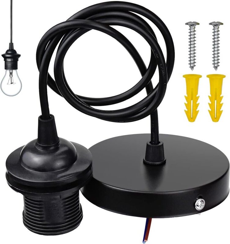 Anhängermontage-Kabel, Pendelleuchte, E27-Lampenfassung, hängendes Anhängerzubehör mit 1 m Kabel für Bar, Café, Bekleidu...