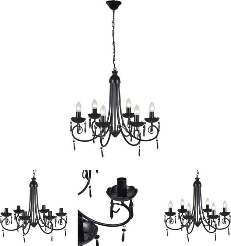 Maison Exclusive - Pendelleuchte Lampe Leuchte 6 Lampenfassung - Kronleuchter - Schwarz