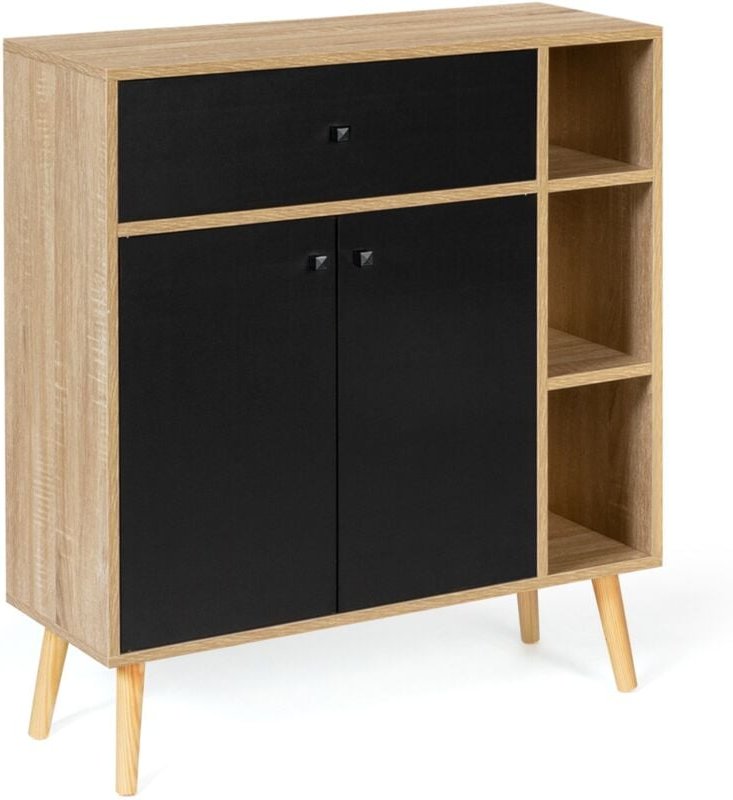 Idmarket - emmie skandinavische Aufbewahrungsmöbel aus Holz und Schwarz mit Schrank und Schublade