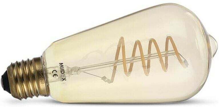 LED E27 Edison Golden ST64 4W COB-Filament, XU, Spirale Miidex Lighting® weiß-warm-2700k - nicht dimmbar - KZQ