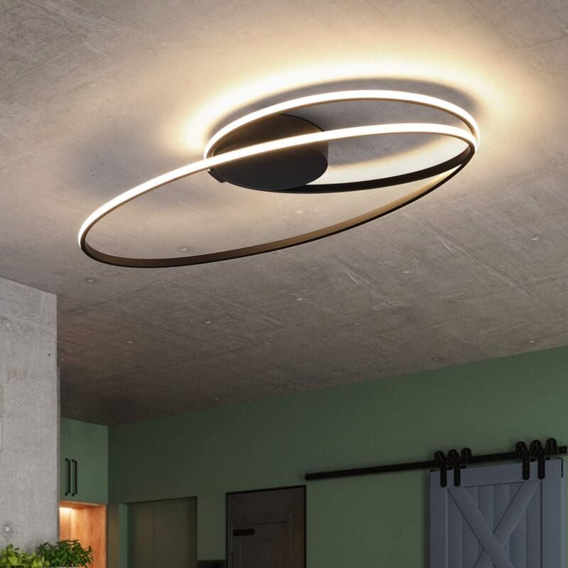 Led Deckenleuchte Gbly Deckenlampe Wohnzimmer - 36W Wohnzimmerlampe Schlafzimmer 3000K Warmweiß Schlafzimmerlampe Schwar...