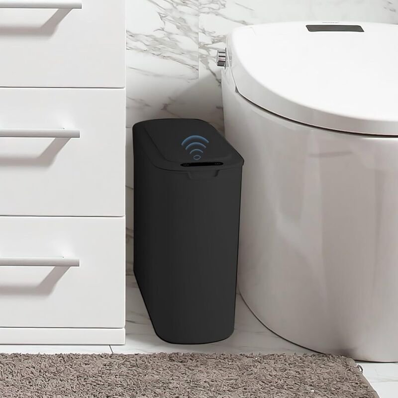 Automatischer Abfalleimer für Bad, 25 l, mit Deckel, auslaufsicher, elektrisch, für Bad, Schlafzimmer, Küche, Büro, schw...