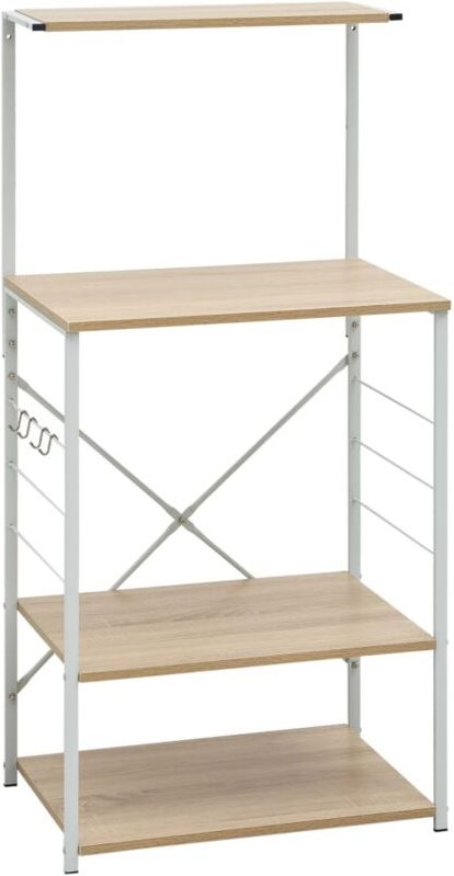 Mikrowellenregal Weiß Eiche-Optik 60x39,6x123 cm Holzwerkstoff Vidaxl