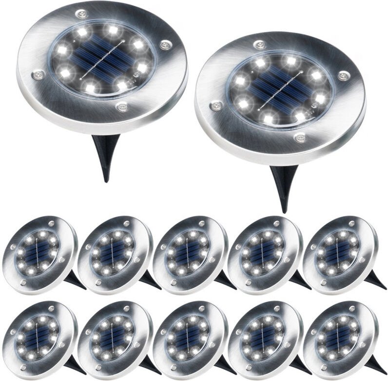 12x Solar Gartenlampe Bodenlampe LED Scheibe mit Sensor