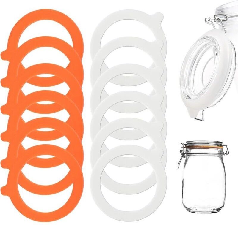 12 Silikon-Dichtungsringe (Innendurchmesser 73 mm, Außendurchmesser 95 mm), Dichtungen, Gummiringe, für Gläser, Bonbongl...