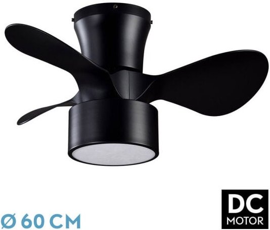 Fabrilamp - Lüfter dc 24w Kos Schwarz 3 Flügel 60d 6 Vel. 2390lm 3000-4500-6000k m/Fernbedienung, Speicher & Timer