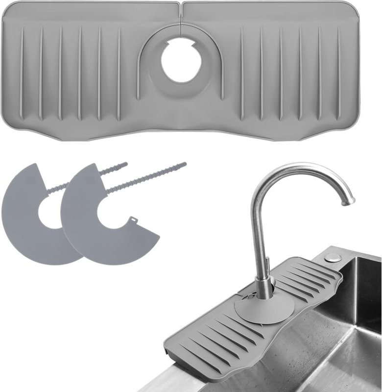 Silikon-Wasserhahnmatte, Spritzschutz für die Küchenspüle, Silikon-Tropfmatte für den Wasserhahn, Abflussmatte mit zwei ...