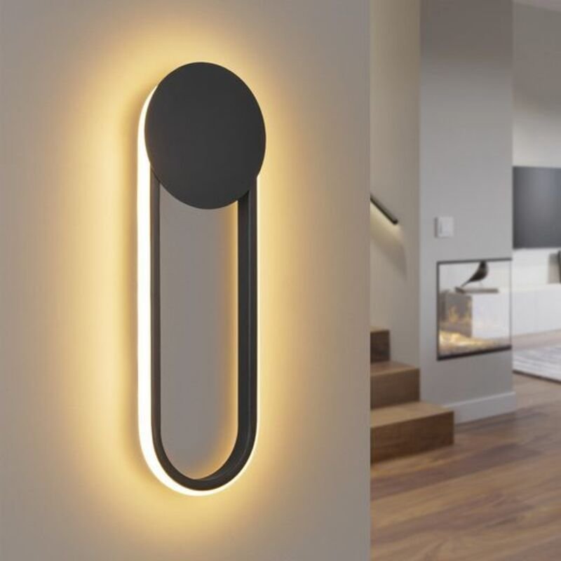 Led Wandleuchte Innen Wandlampe - 12W Treppenhauslampe 41cm Schwarz Flurlampe Modern Design 3000K Warmweiß Minimalistisc...