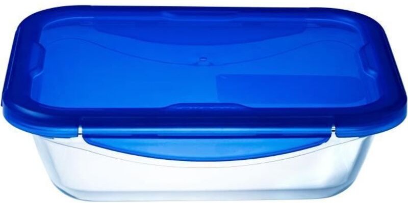 Dajar 36844 Cook & Go Glasbehälter Mit Deckel Cook Und Go, Pyrex, 0,8 L, Glas, Blau/transparent, 20,6 X 15,5 X 5,9 Cm