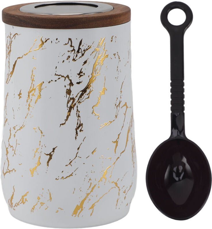 Luftdichter Edelstahl-Vorratsbehälter für Kaffee, Teelöffel, Mehl, Müsli, Zucker, Trockenlebensmittel, 800 ml (WEISS).