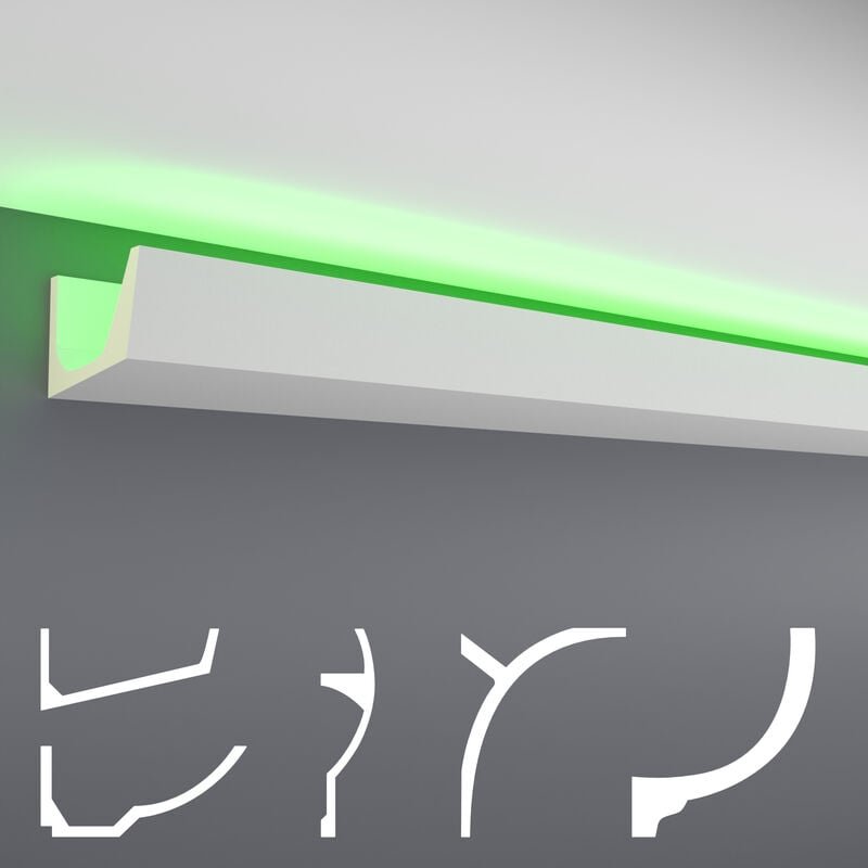 Thumbnail - Led Stuckleisten aus pu - lichtundurchlässig, Variantenvielfalt & vorgrundiert - Sparpakete: 2 Meter, AB274 / 110x71mm