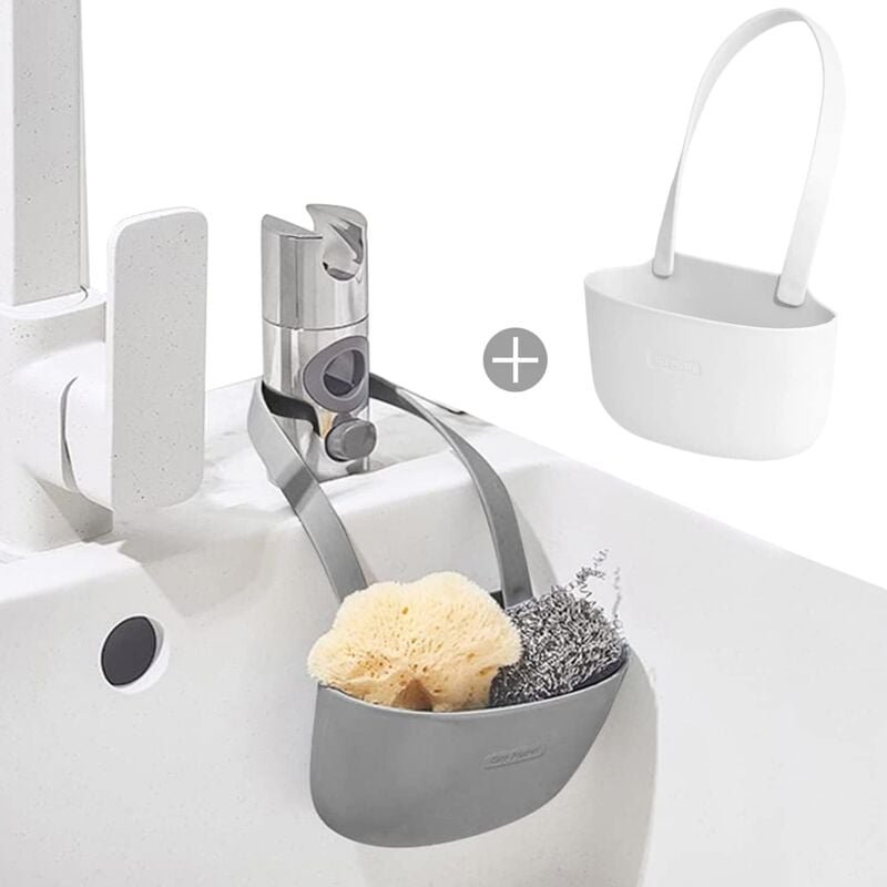 2 Stück Küchenspüle-Schwammhalter, Spülbeckenregal, Schwamm, Küchen-Organizer, Schwammhalter für Küchenspüle, Abflusstyp...