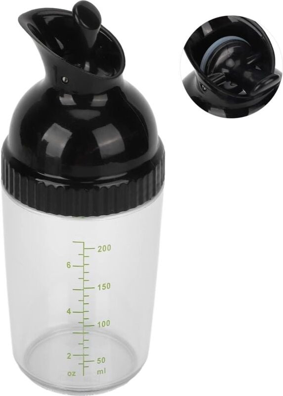 Salatdressingbehälter, auslaufsicher, tropffest, 200 ml Salatdressing-Shaker für die Küche (schwarz)