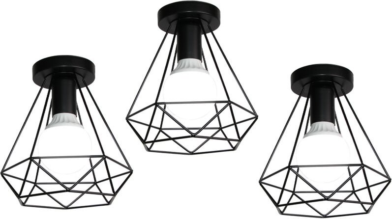 Deckenleuchte Vintage Industri Diamant Deckenlampe mit Ø20cm Käfig Semi-Flush Mount Eisen Licht E27 Lampenfassung für Es...