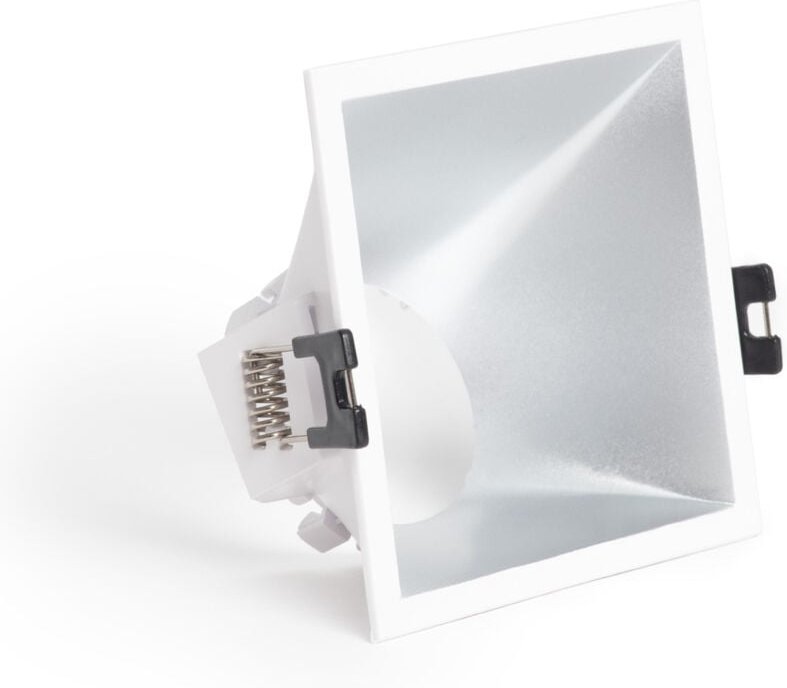 Ledkia - Downlight-Ring Eckig 45º Niedriger UGR-Wert für LED-Lampe GU10 / GU5.3 Schnitt 85x85 mm Weiß / Silber