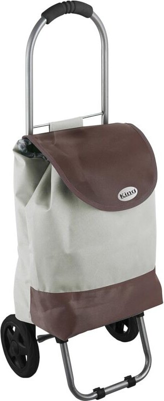 King Home BEIGE BICOLOR wasserdichter Einkaufswagen 32x25x88h cm beige/walnuss