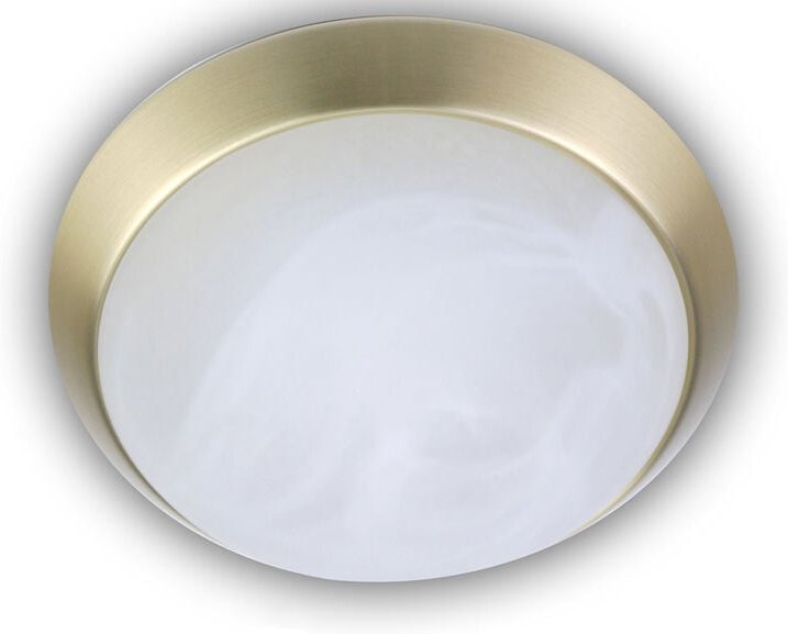 Led Deckenleuchte rund, Glas Alabaster, Dekorring Messing matt, ø 30cm