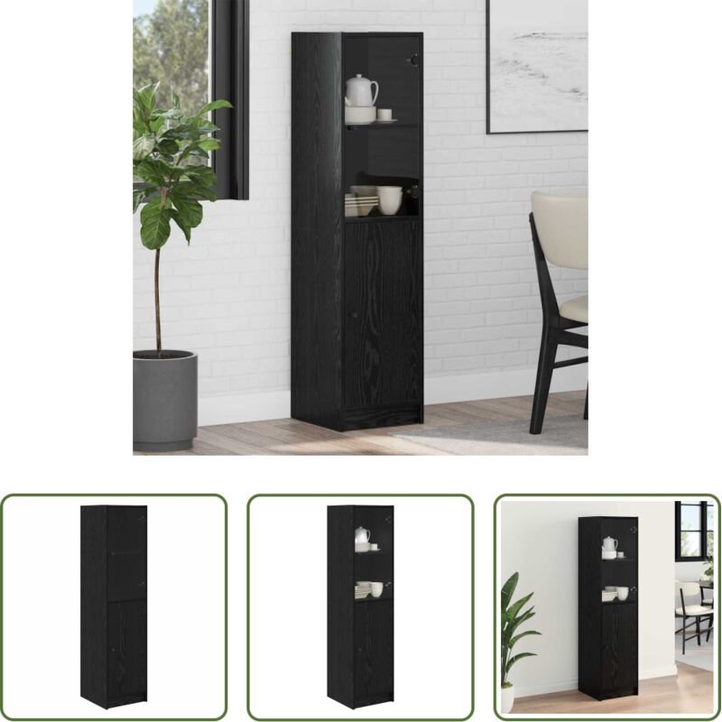 vidaXL Holzwerkstoff - Highboard Schwarz Eichen-Optik 35 x 37 x 142 cm Holzwerkstoff