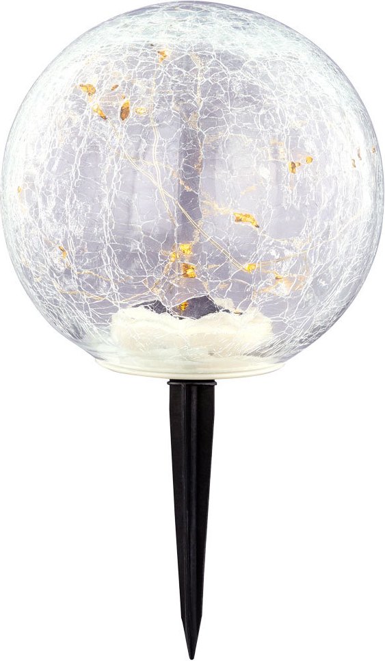 Led Solar Steck Leuchte Kugel Strahler crackle Erdspieß Glas Lampe Außen Beleuchtung