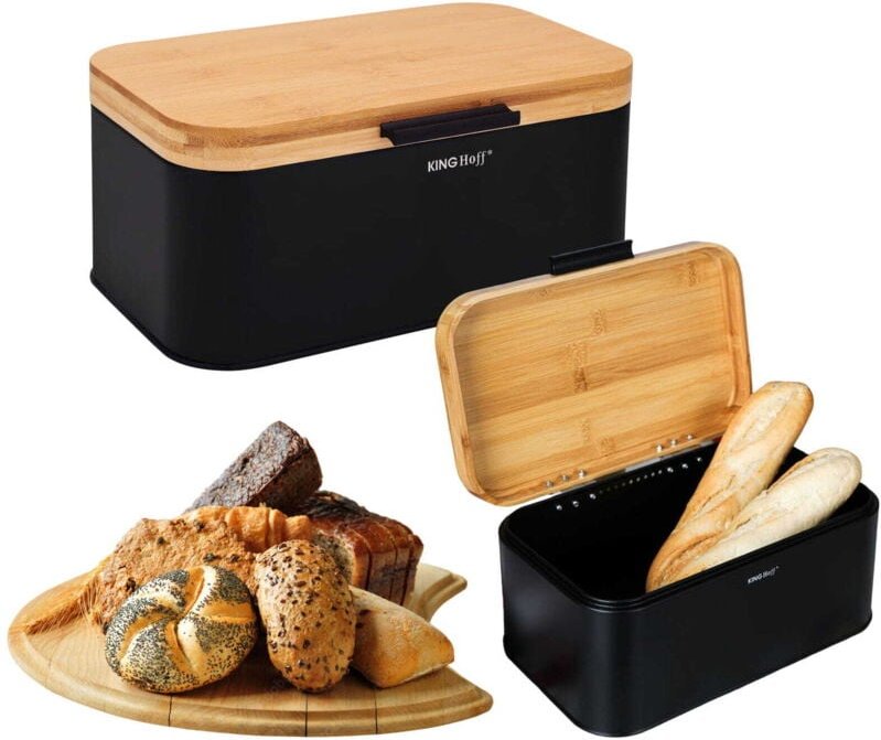 Stahlbrotkasten mit Bambusdeckel KINGHOFF KH-1735
