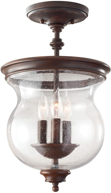 Elstead - Pickering Lane - 3 Licht Semi Flush Deckenleuchte Antik Bronze, E14