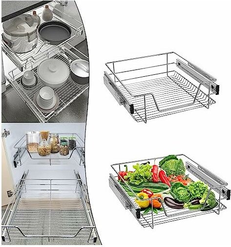 Teleskopschublade Küchen Organizer Schrankauszug Küchenschublade, Küchenschrank Regal Einsatz Schlafzimmerschublade Schr...