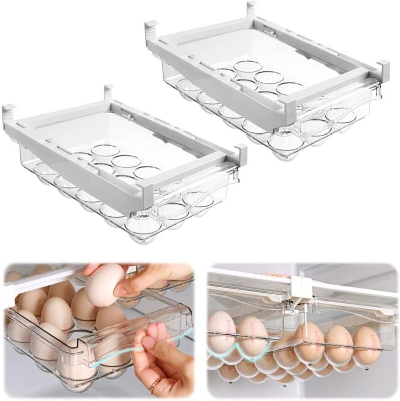 Eier Aufbewahrung Box für Kühlschrank (2 Stück) - Hält bis zu 21 Eier, Schubladenorganizer, transparent - Kühlschrank Or...