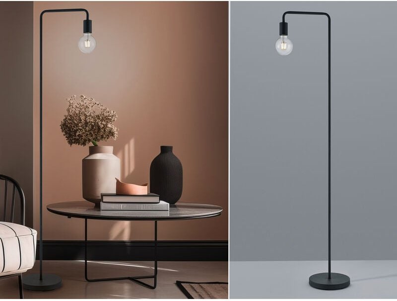 Meinewunschleuchte - Minimalistische led Stehleuchte, Metall Schwarz matt, Höhe 149cm