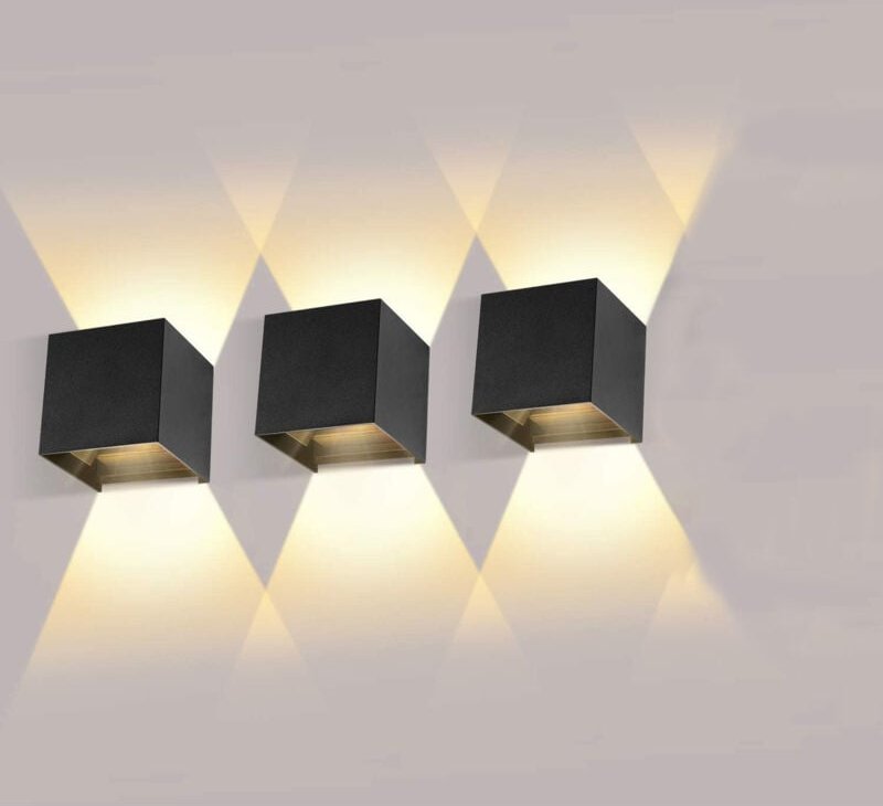 3er-Pack 12 w Innen-/Außenwandleuchte mit verstellbarem Abstrahlwinkel, LED-Wandleuchten, 2700–3000 k, Warmweiß, IP65, w...