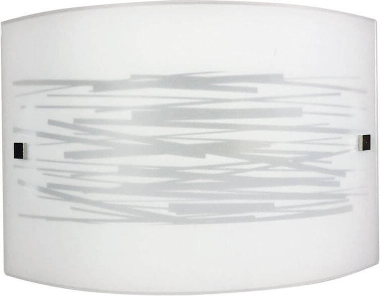 Applikation 1xE27, verchromte Glasplatte, weiß dekoriert