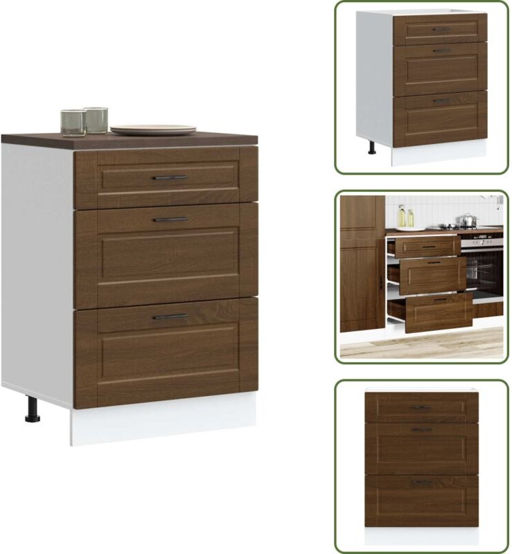 The Living Store - vidaXL Küchenunterschrank Porto Braun Eichen-Optik Holzwerkstoff